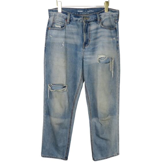 Old Navy High-Waisted Slouchy Straight Ripped Distressed Jeans Size 6 - Picture 1 of 7